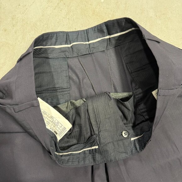 Giorgio Armani Dress Pants Stretch Striped Wool Trousers Navy Blue 36x31 - Picture 3 of 10